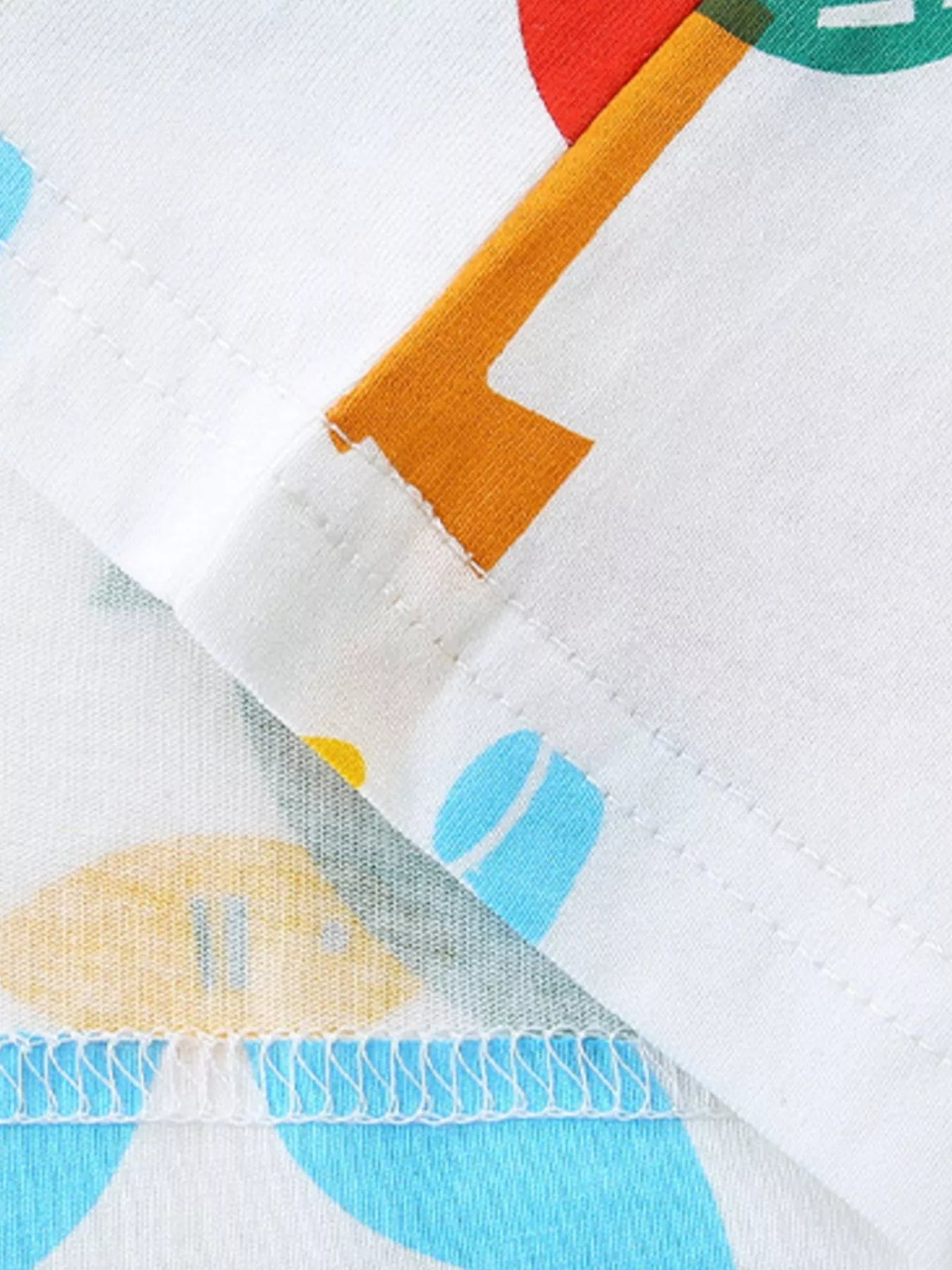 Fish Print Round Neck Tee in White for Boys