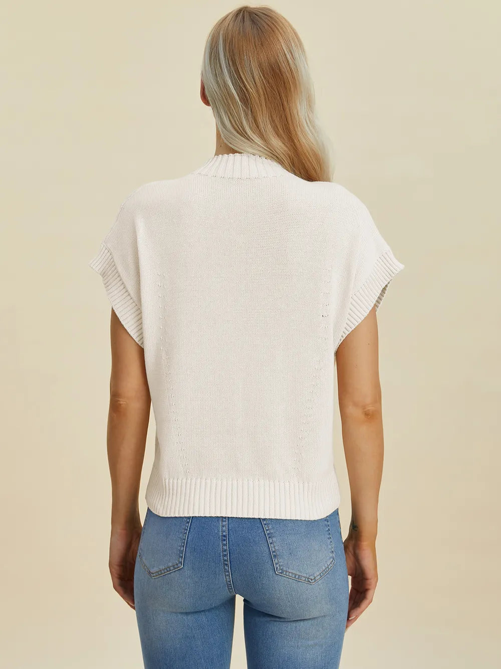 Plus Size Mock Neck Short Sleeve Sweater for Women