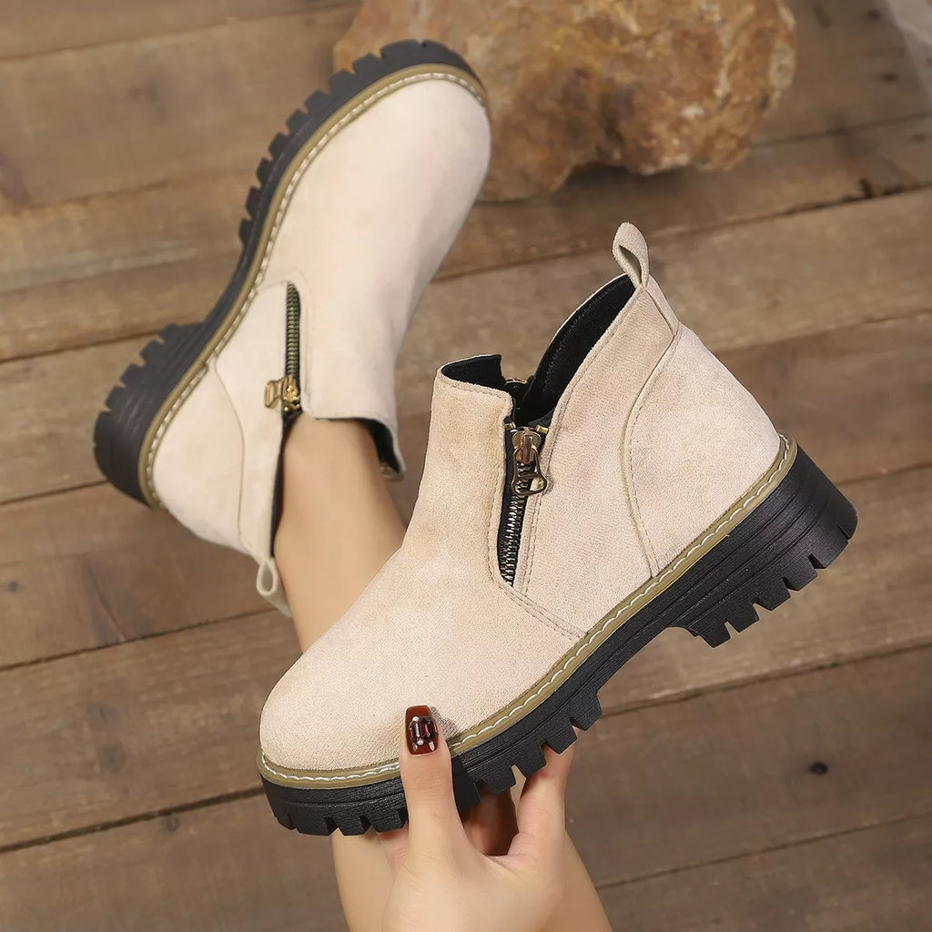 Round Toe Platform Boots in Classic in Black for Women