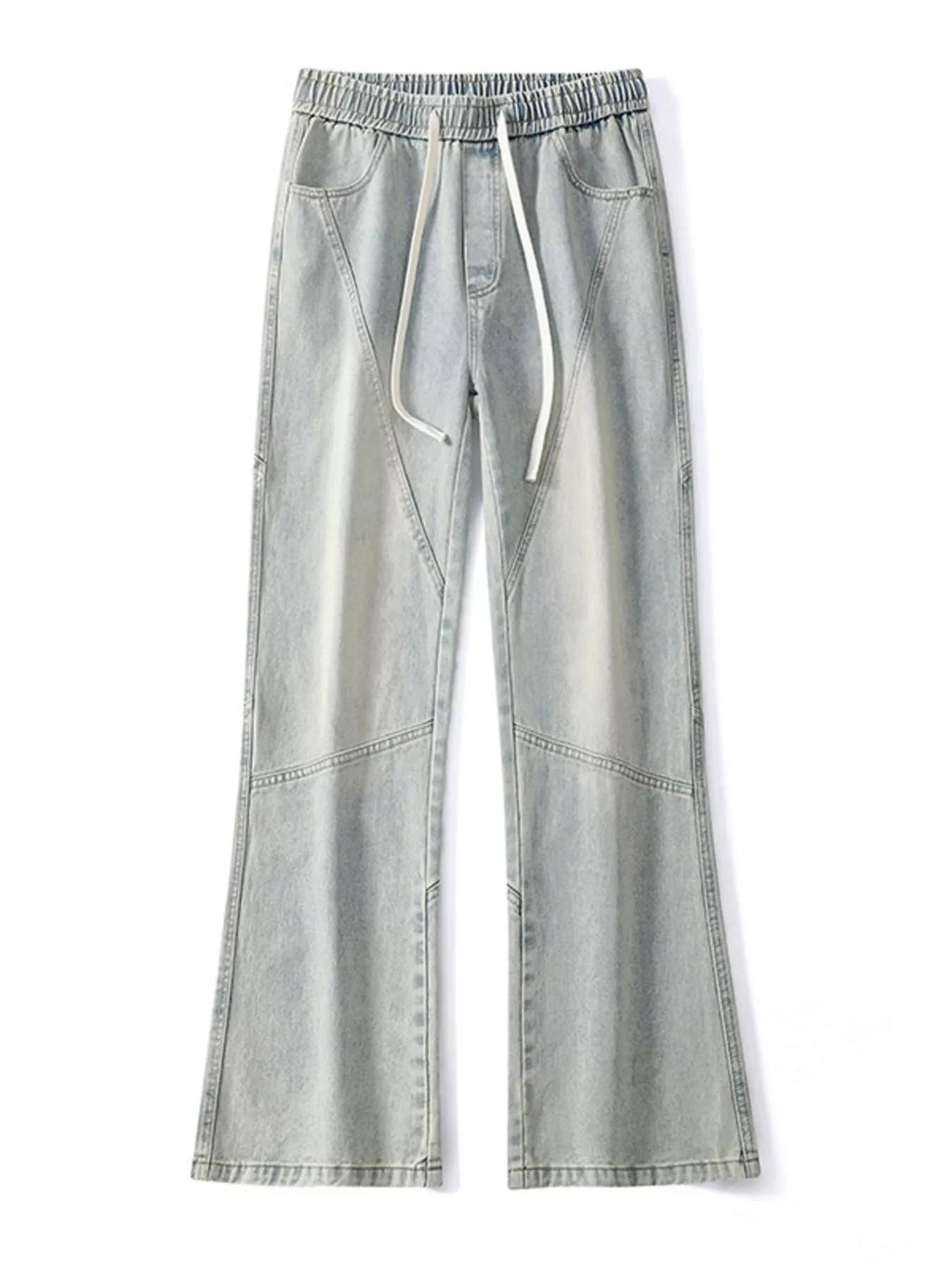 Drawstring Wide Leg Jeans Plus Size in Black in Ash for Men