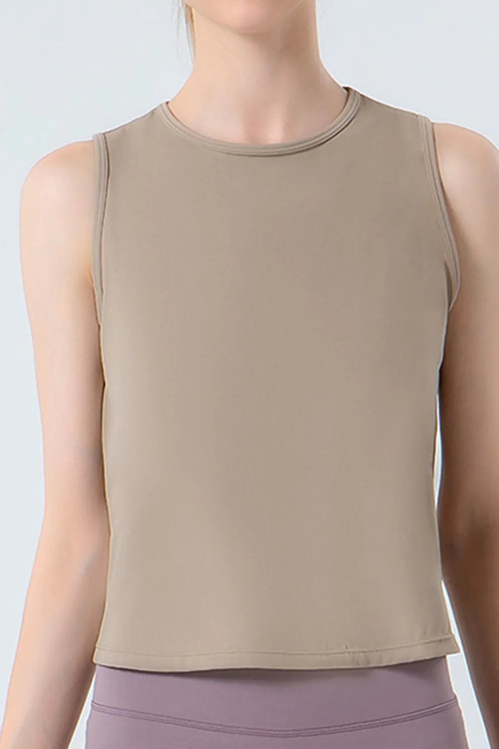 Round Neck Active Tank in Black for Women