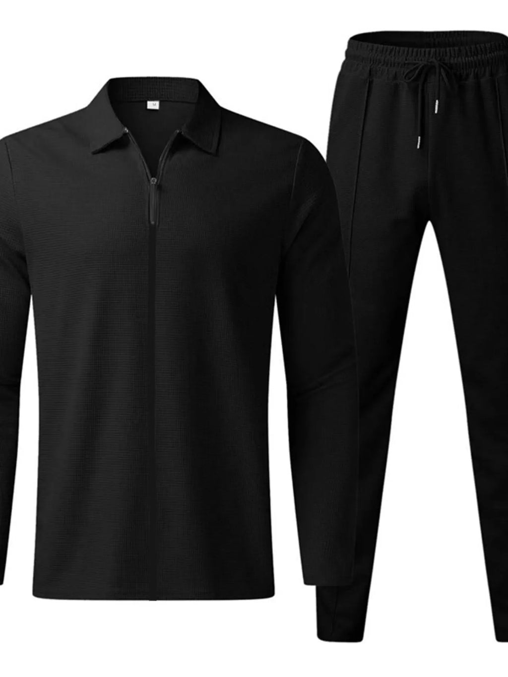 Zip Up Top and Pants Set Plus Size in White for Men