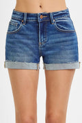 Low Rise Cuffed Shorts in Dark for Women