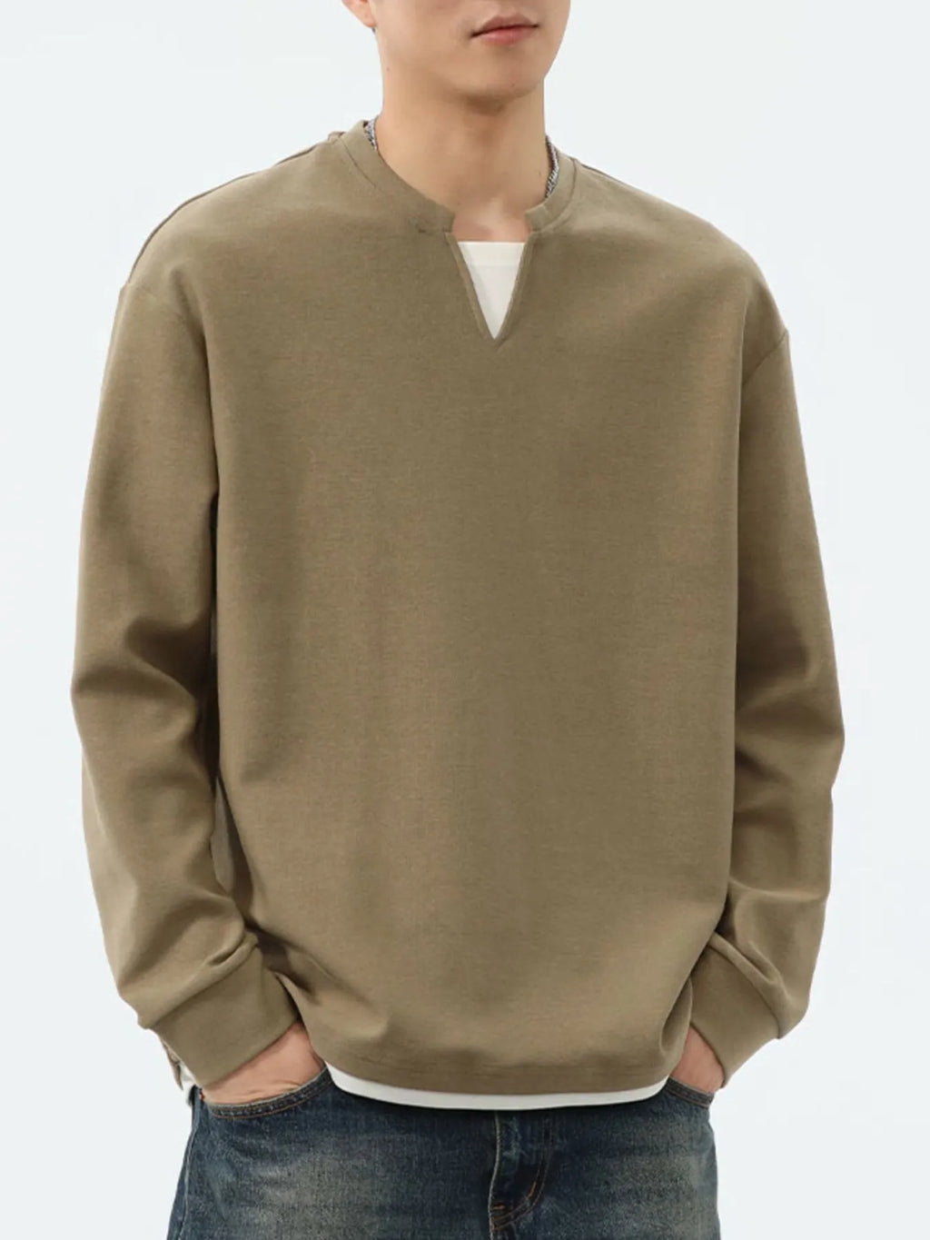 Plus Size Drop Shoulder Long Sleeve Sweatshirt in Black for Men