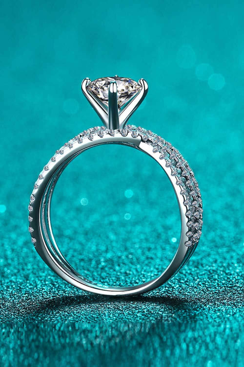 1 Carat Moissanite Crisscross Ring in Silver for Women