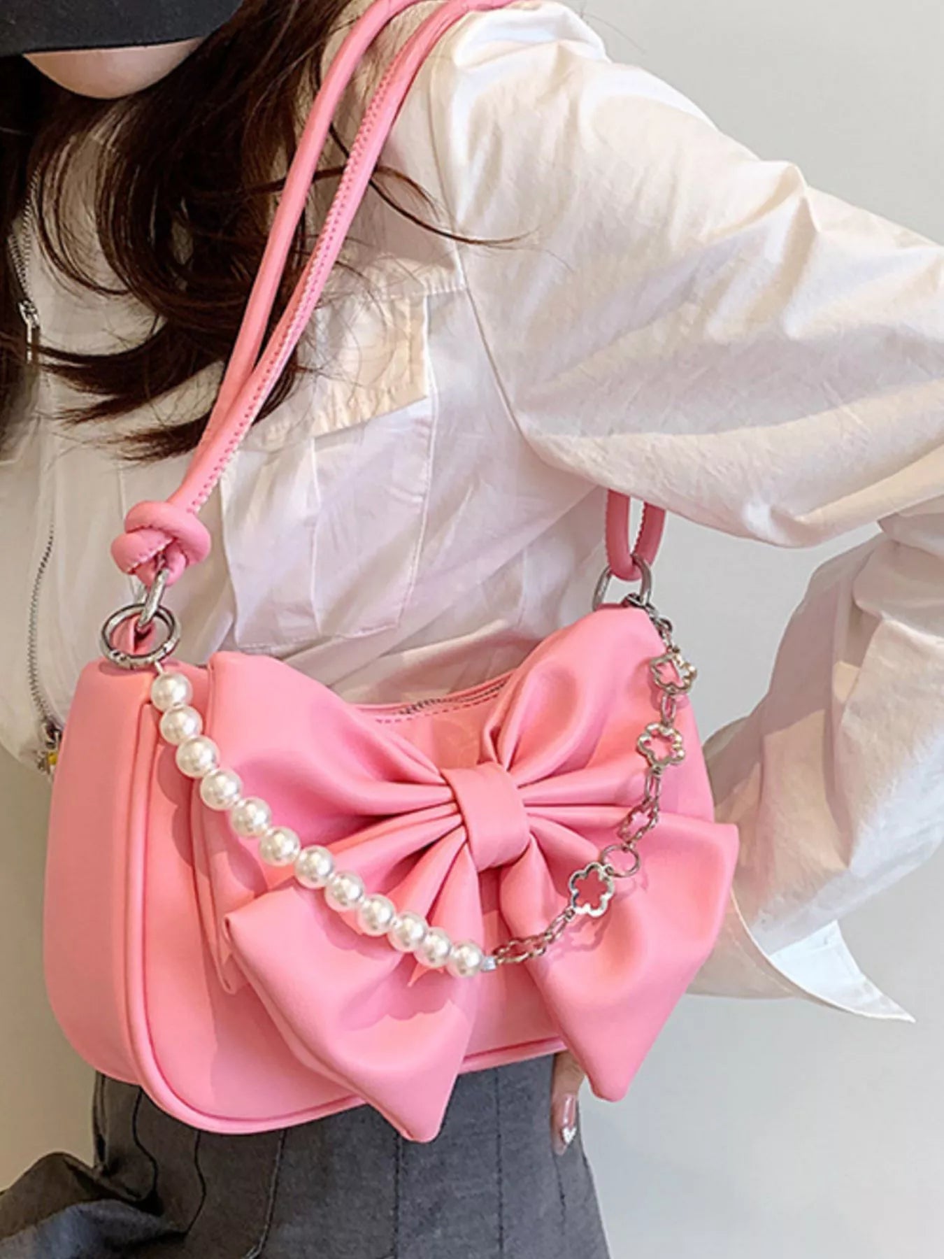 Bowknot Pearl Chain Shoulder Bag for Women