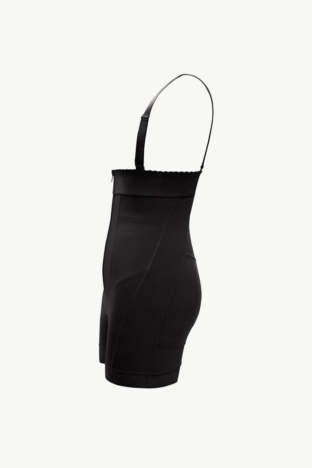 Plus Size Zip Up Under-Bust Shaping Bodysuit in Black for Women