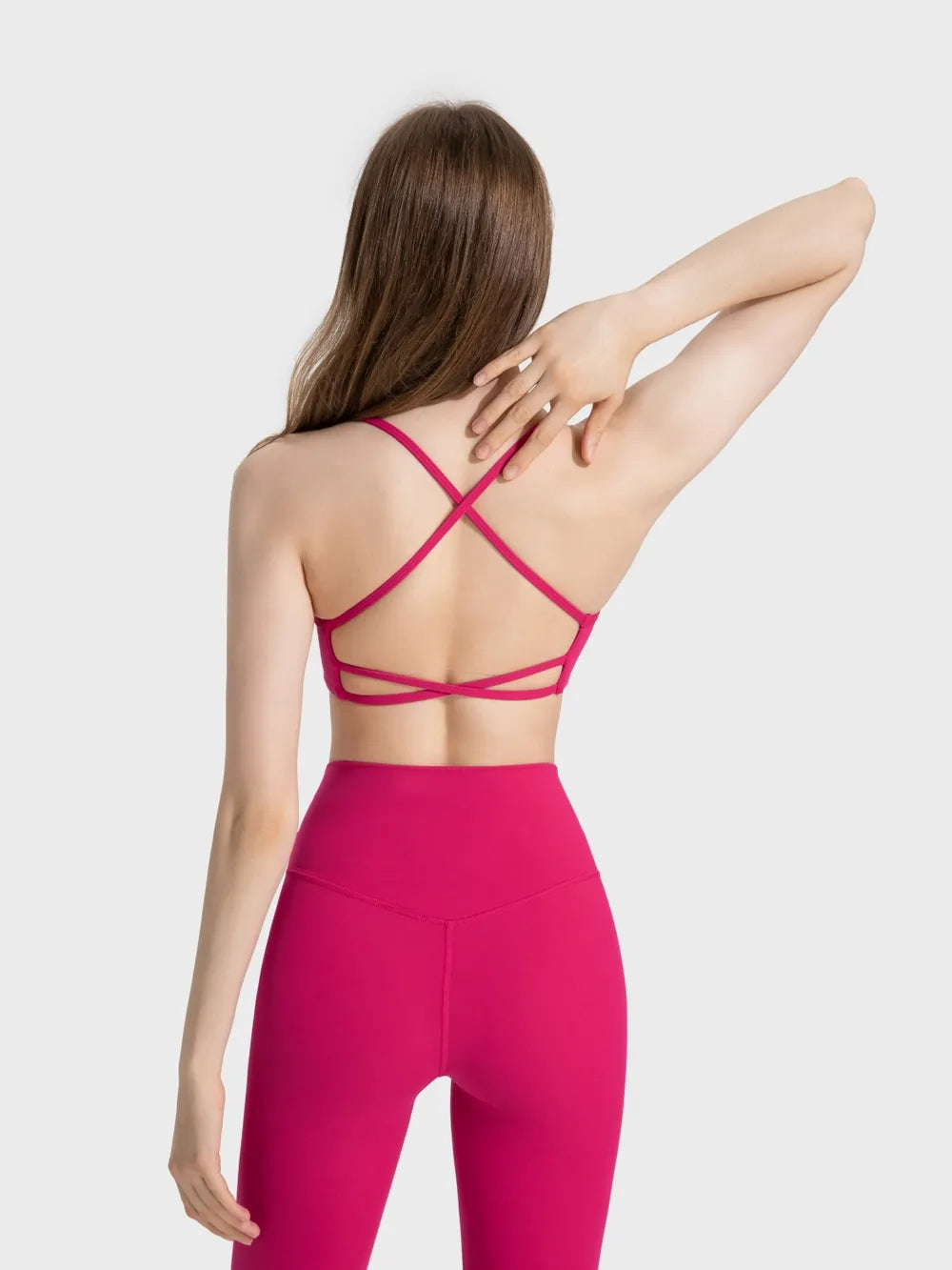 Crisscross Back Scoop Neck Active Cami with Detachable Chest Pads in Green for Women
