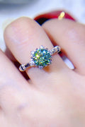 1 Carat Moissanite 925 Sterling Silver Ring in Light Green for Women