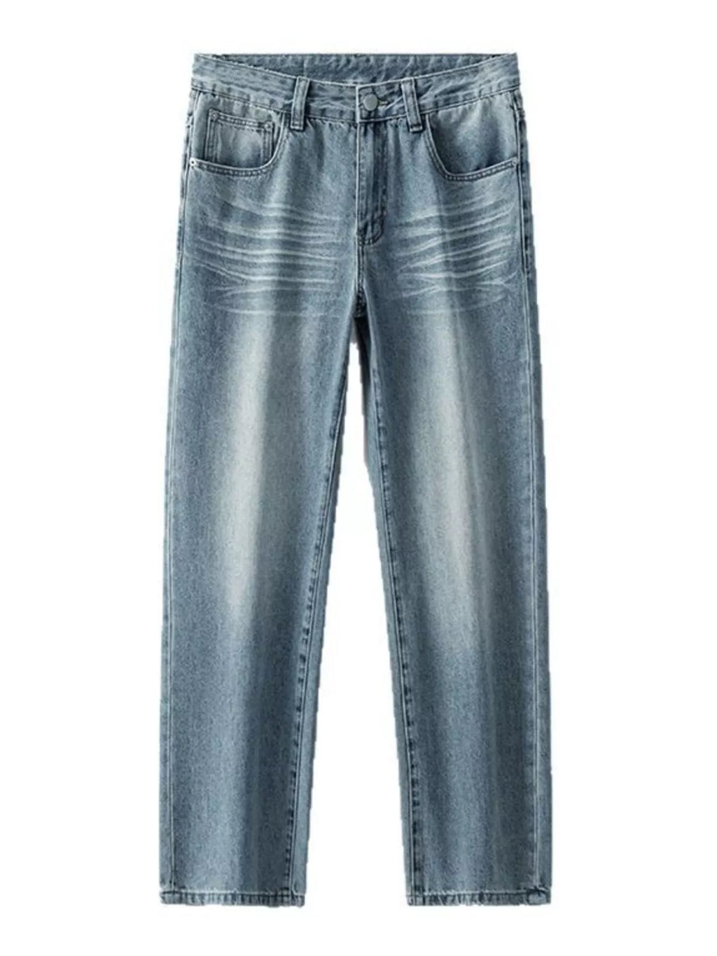 Wide Leg Washed Jeans in Turkish Blue for Men