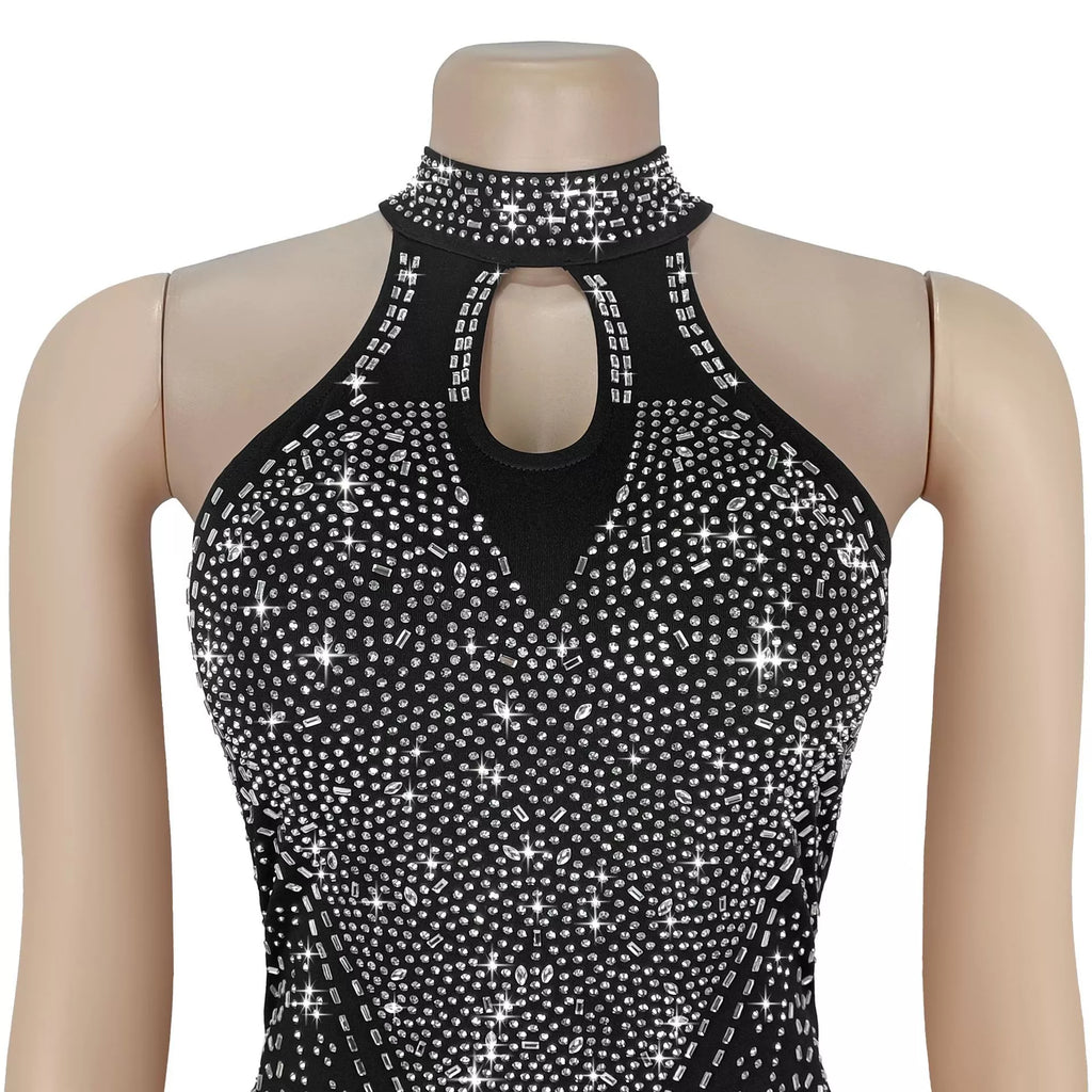 Sparkling Rhinestone Cutout Jumpsuit for Women