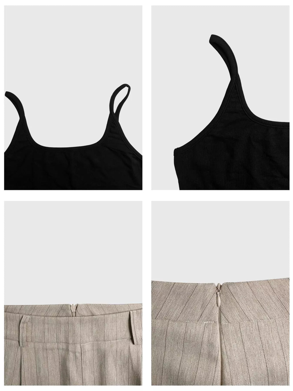 Sleeveless Top and Wide Leg Pants Set in Dark Brown for Women
