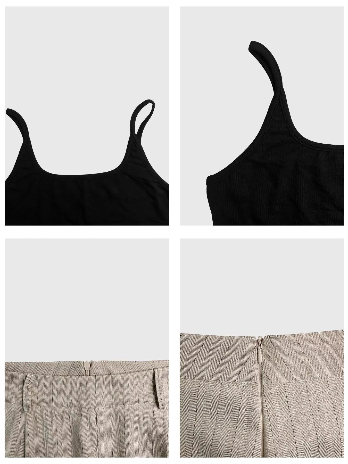 Sleeveless Top and Wide Leg Pants Set in Dark Brown for Women