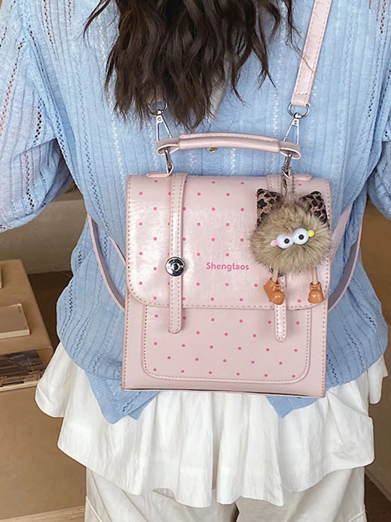 Polka Dot Backpack Bag for Women