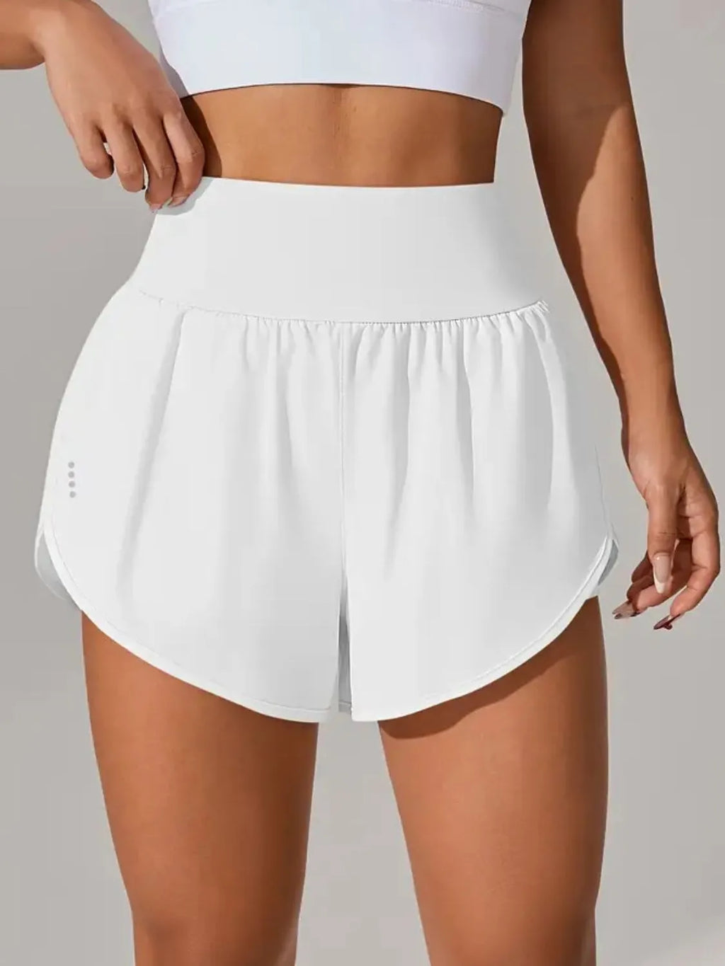 Pocketed High Waist Active Shorts in White for Women