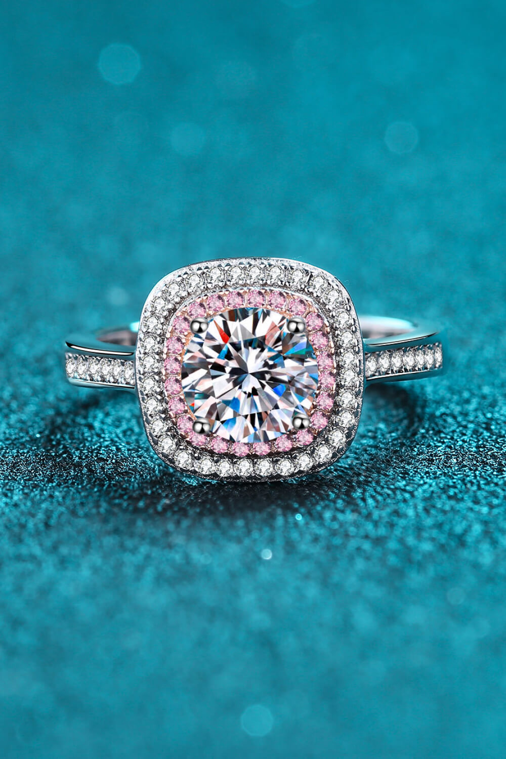 Need You Now Moissanite Ring in Silver Pink for Women