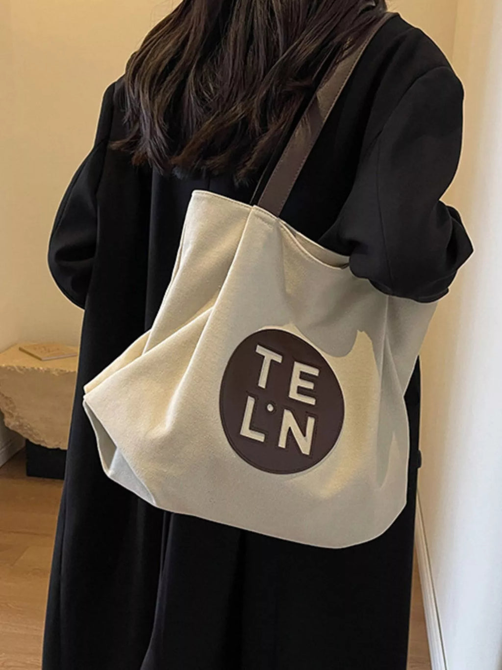 Contrast Canvas Shoulder Bag for Women