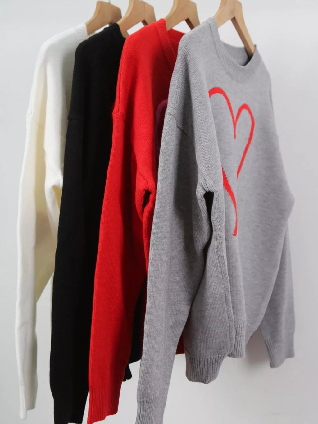 Valentines Day Heart Graphic Dropped Shoulder Sweater for Women
