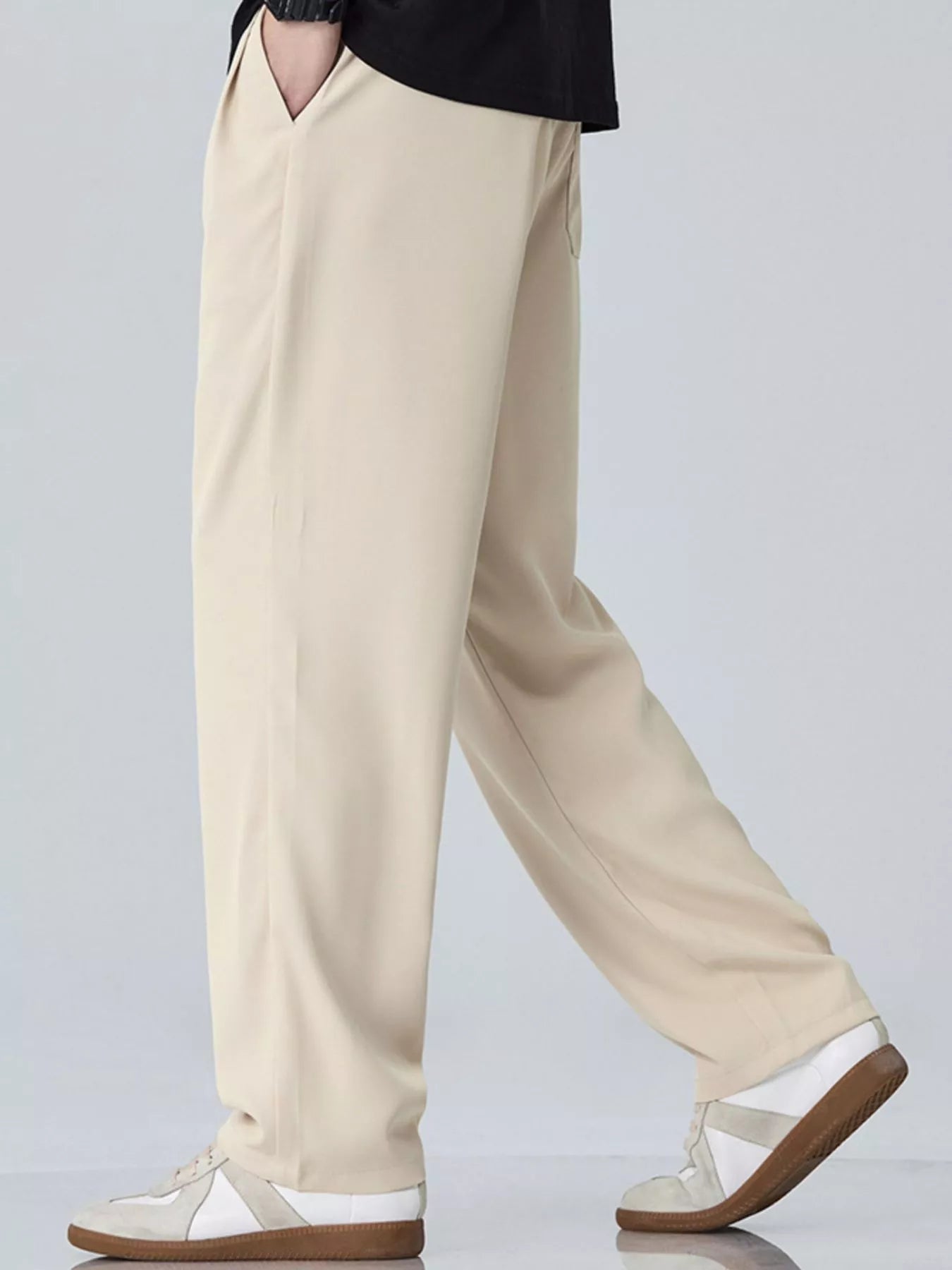 Wide Leg Pants in Dark Gray in Tan for Men