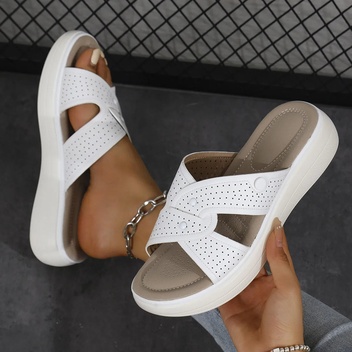 Open Toe Wedge Sandals in Everyday in White for Women