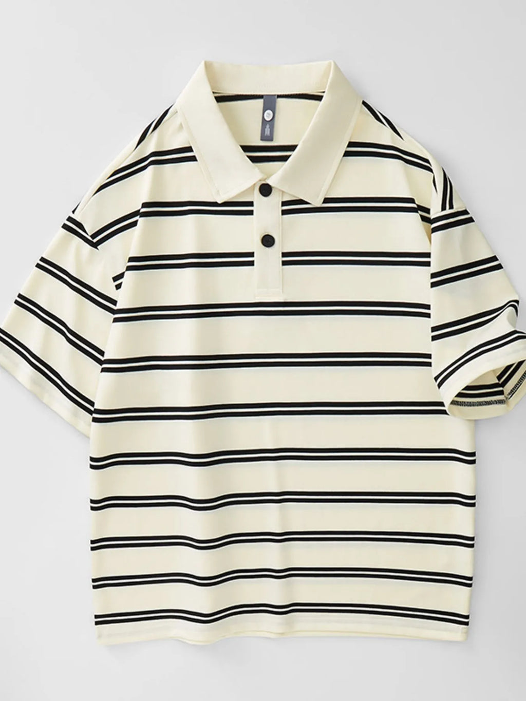 Plus Size Striped Half Sleeve Polo in Apricot for Men