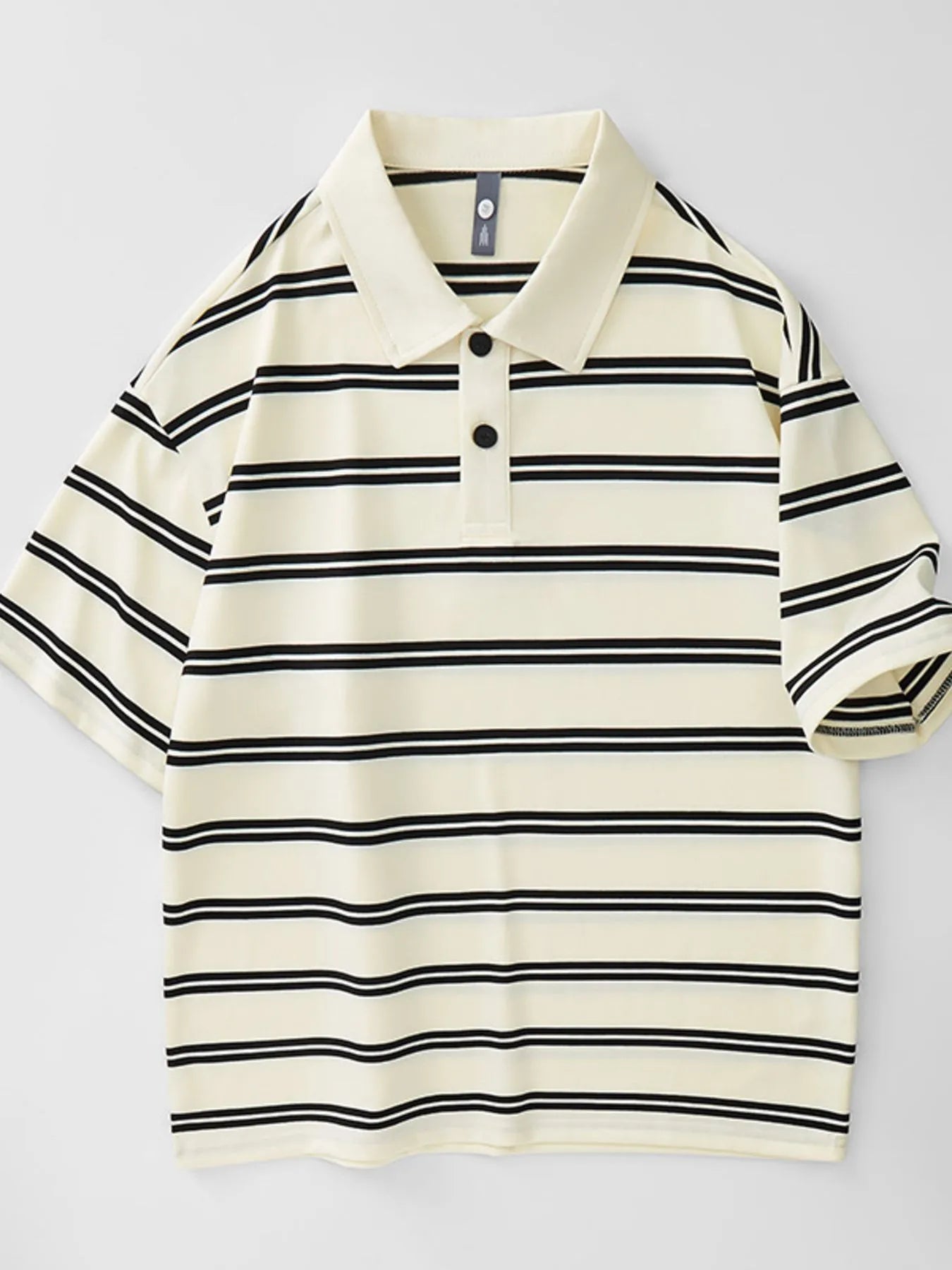 Plus Size Striped Half Sleeve Polo in Apricot for Men