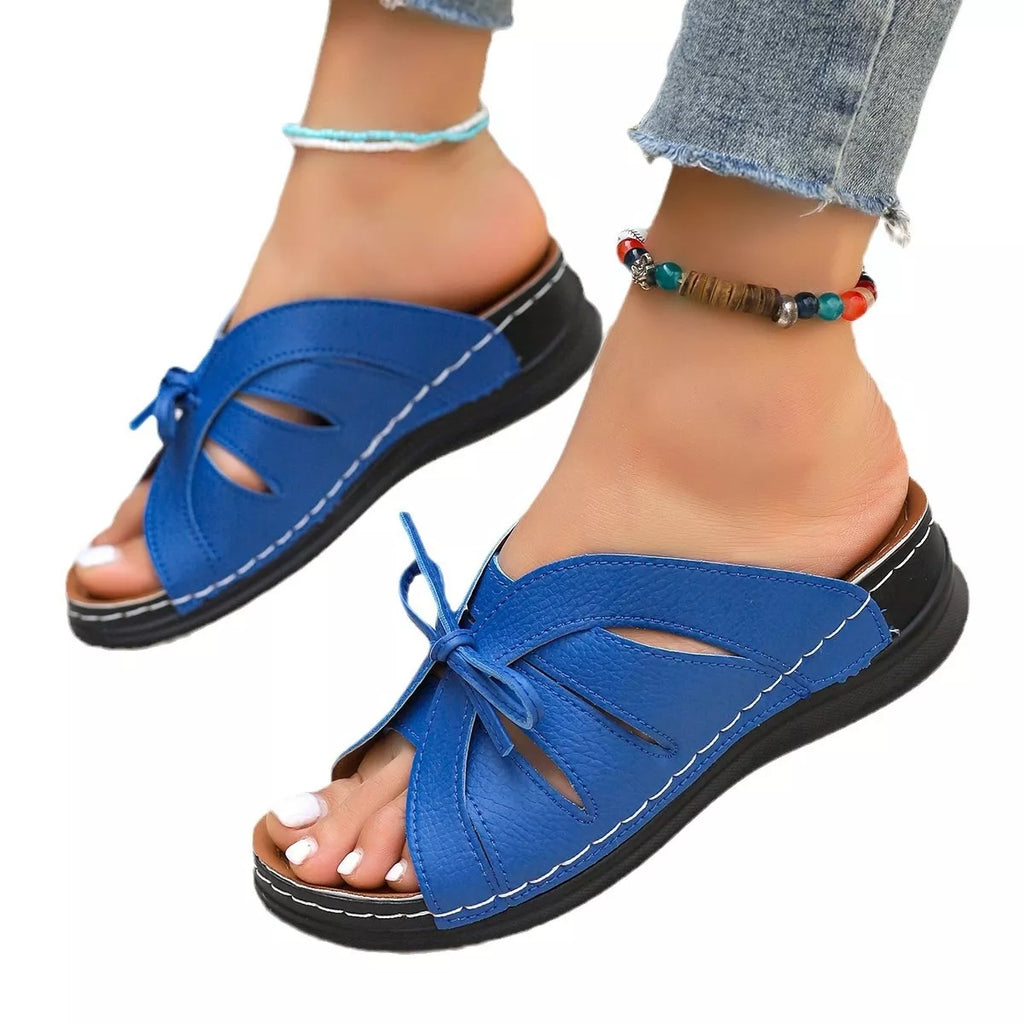 Open Toe Wedge Sandals in Blue for Women