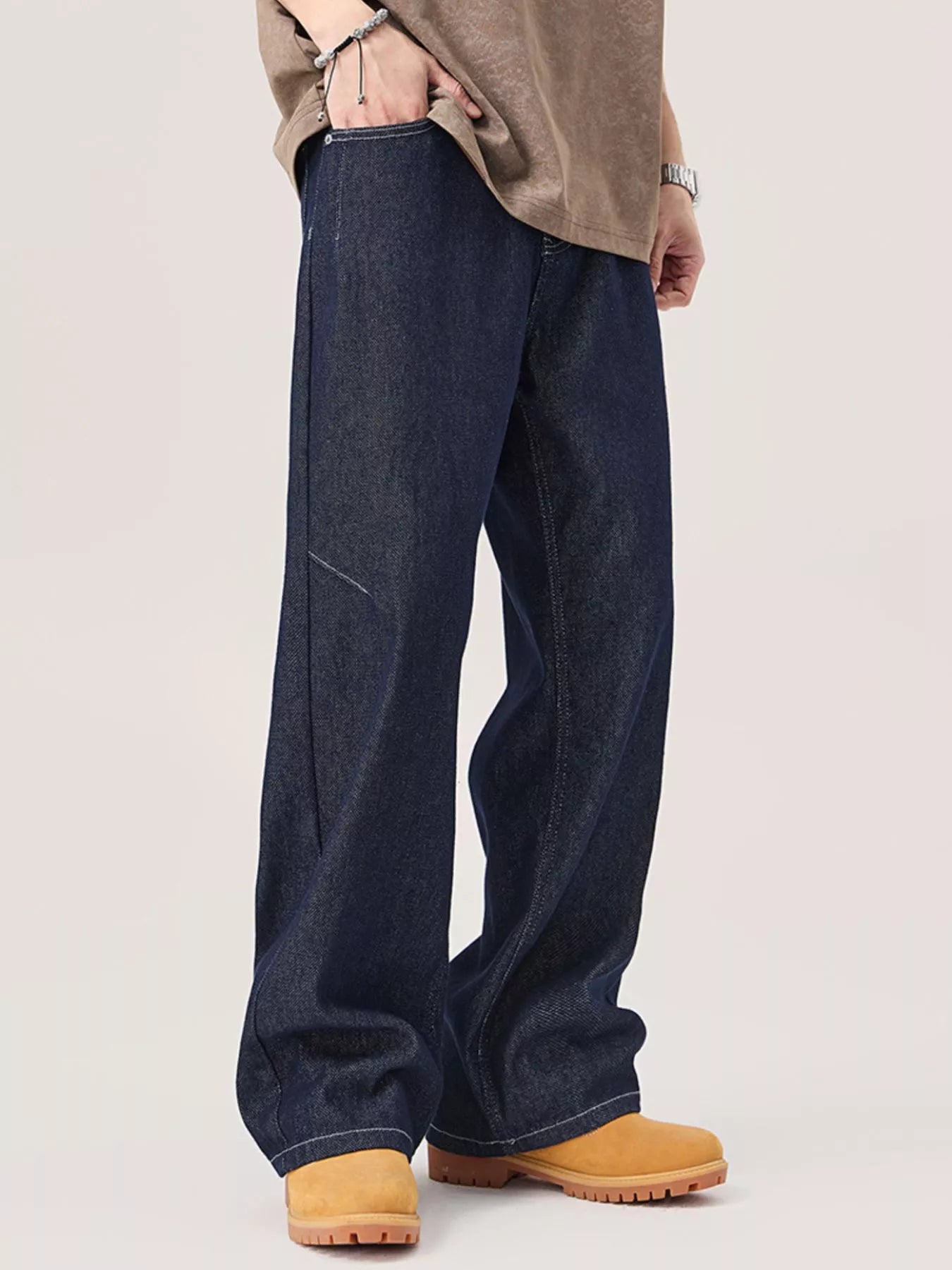 Wide Leg Jeans in Dark Blue for Men