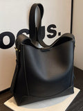 Leather Adjustable Strap Crossbody Bag in Black for Women