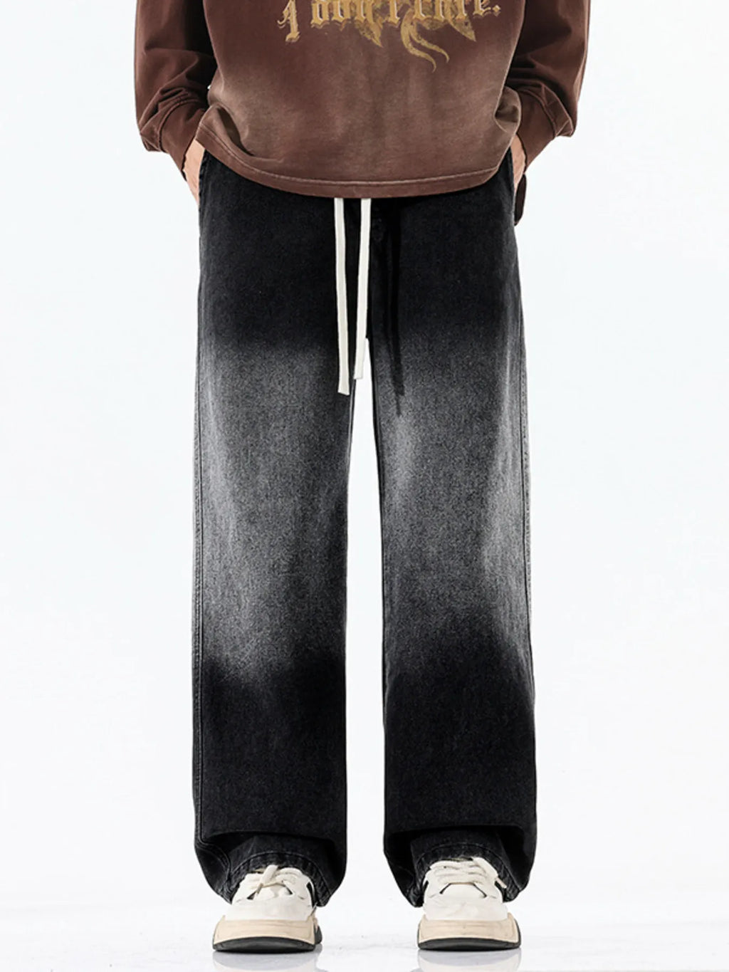 Gradient Wash Wide Leg Jeans Plus Size in Blue for Men
