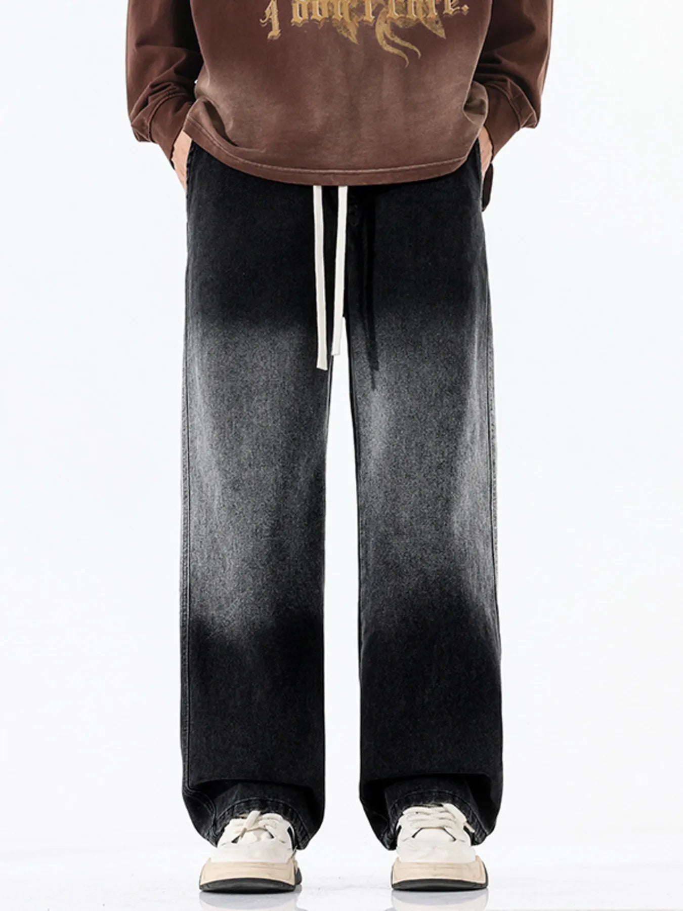 Gradient Wash Wide Leg Jeans Plus Size in Blue for Men
