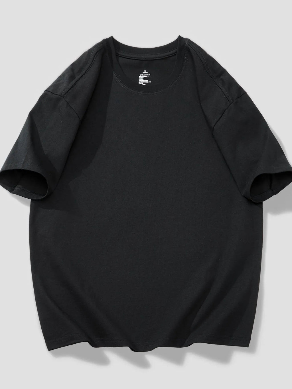 Round Neck Short Sleeve T-Shirt Plus Size in Black for Men
