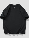 Round Neck Short Sleeve T-Shirt Plus Size in Black for Men