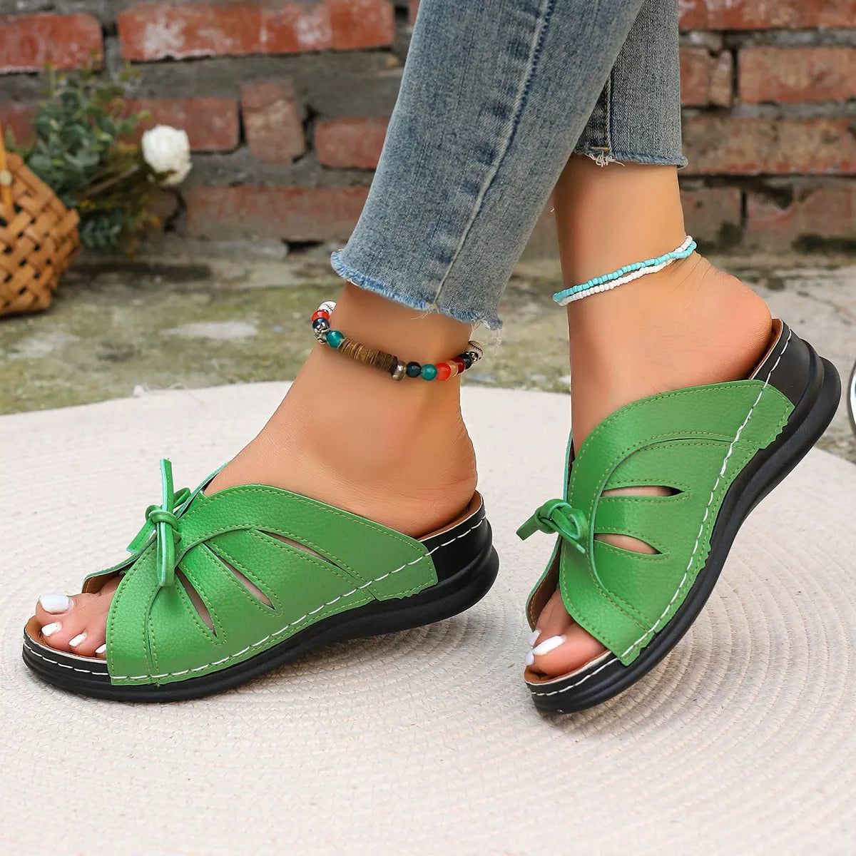 Open Toe Wedge Sandals in Blue in Black for Women