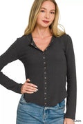 Double Knit Snap Button Shirts in Black for Women