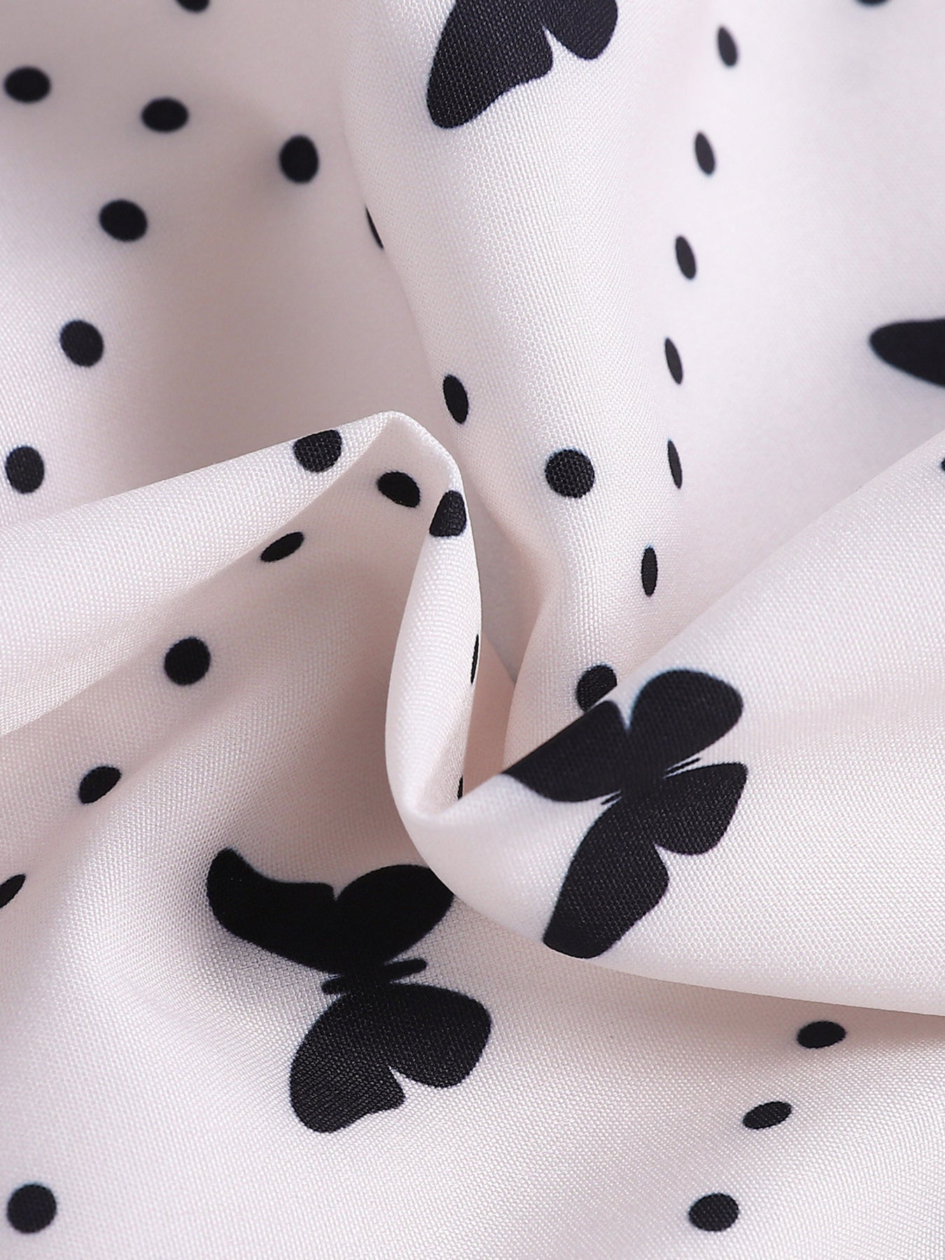 Butterfly Print Lace Trim Peter Pan Collar Dress for Girls