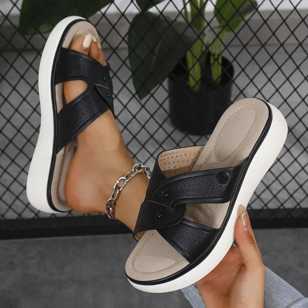 Open Toe Wedge Sandals in Everyday in Black for Women