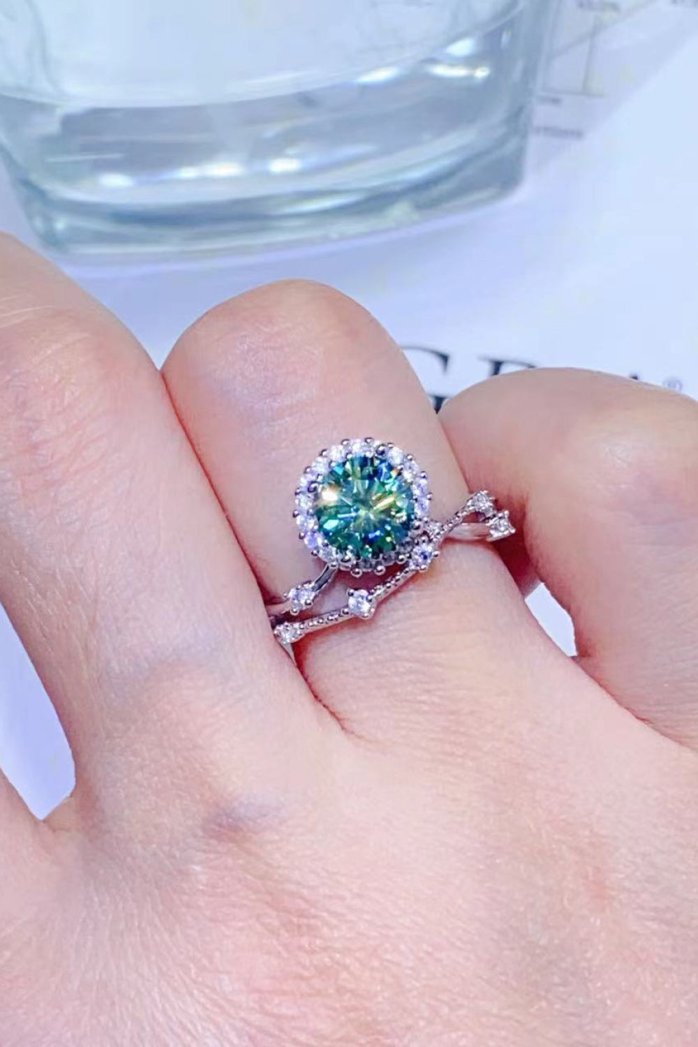 1 Carat Moissanite Platinum-Plated Ring in White for Women