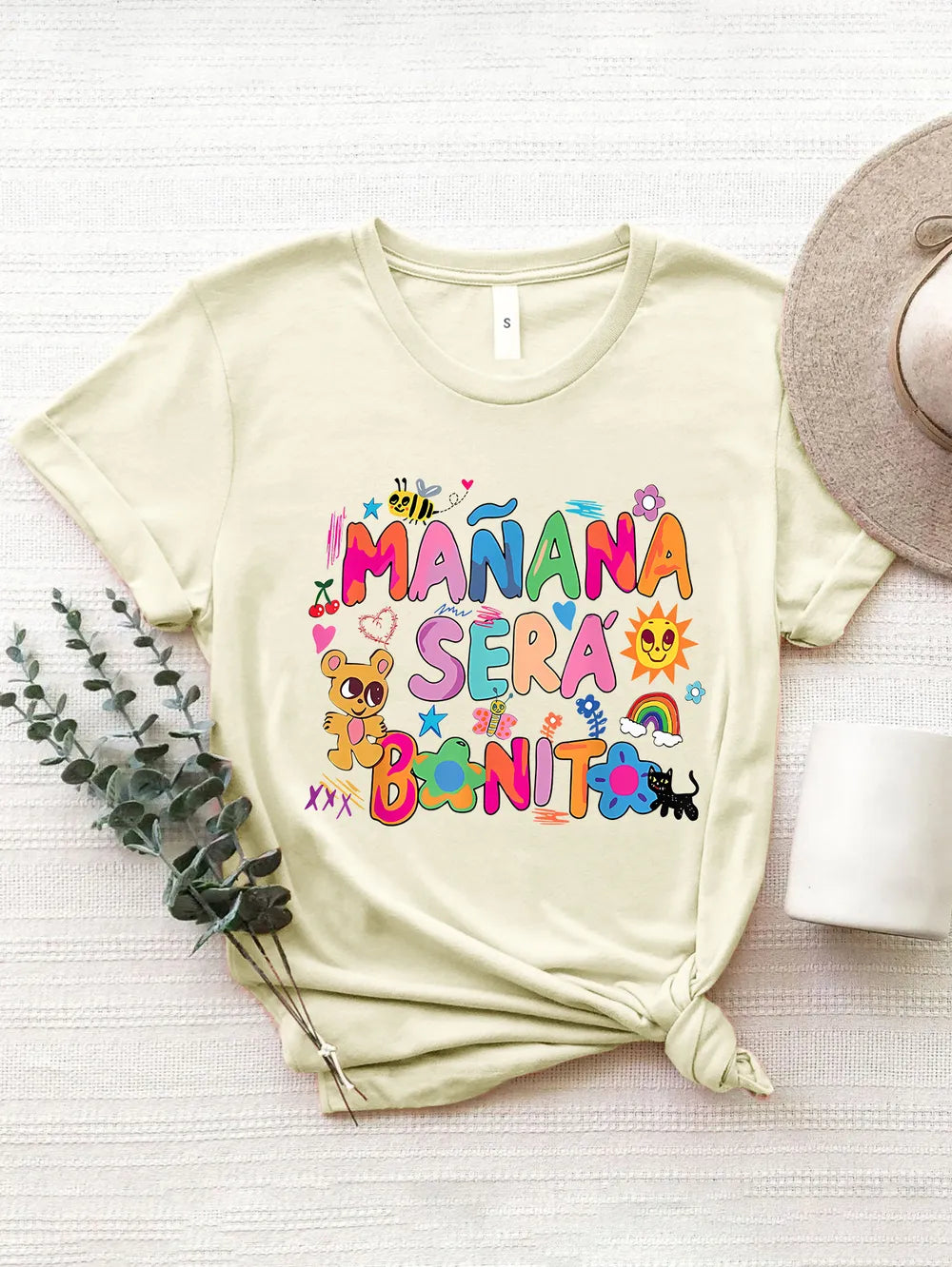 Letter Graphic Round Neck Short Sleeve T-Shirt in Aqua in Dusty Pink for Women