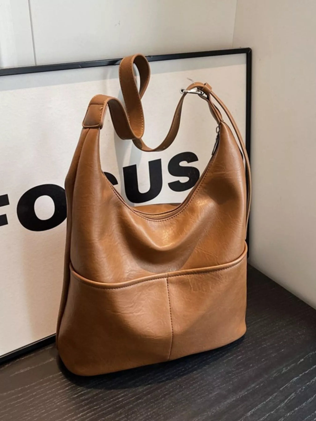 Adjustable Strap Shoulder Bag in Brown for Women