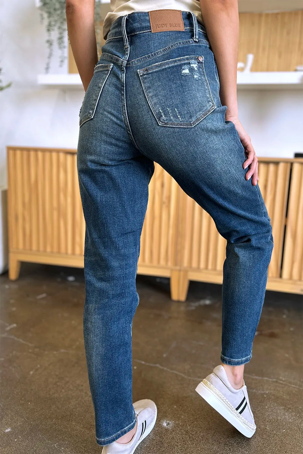 Plus Size Tummy Control High Waist Slim Jeans in Dark for Women