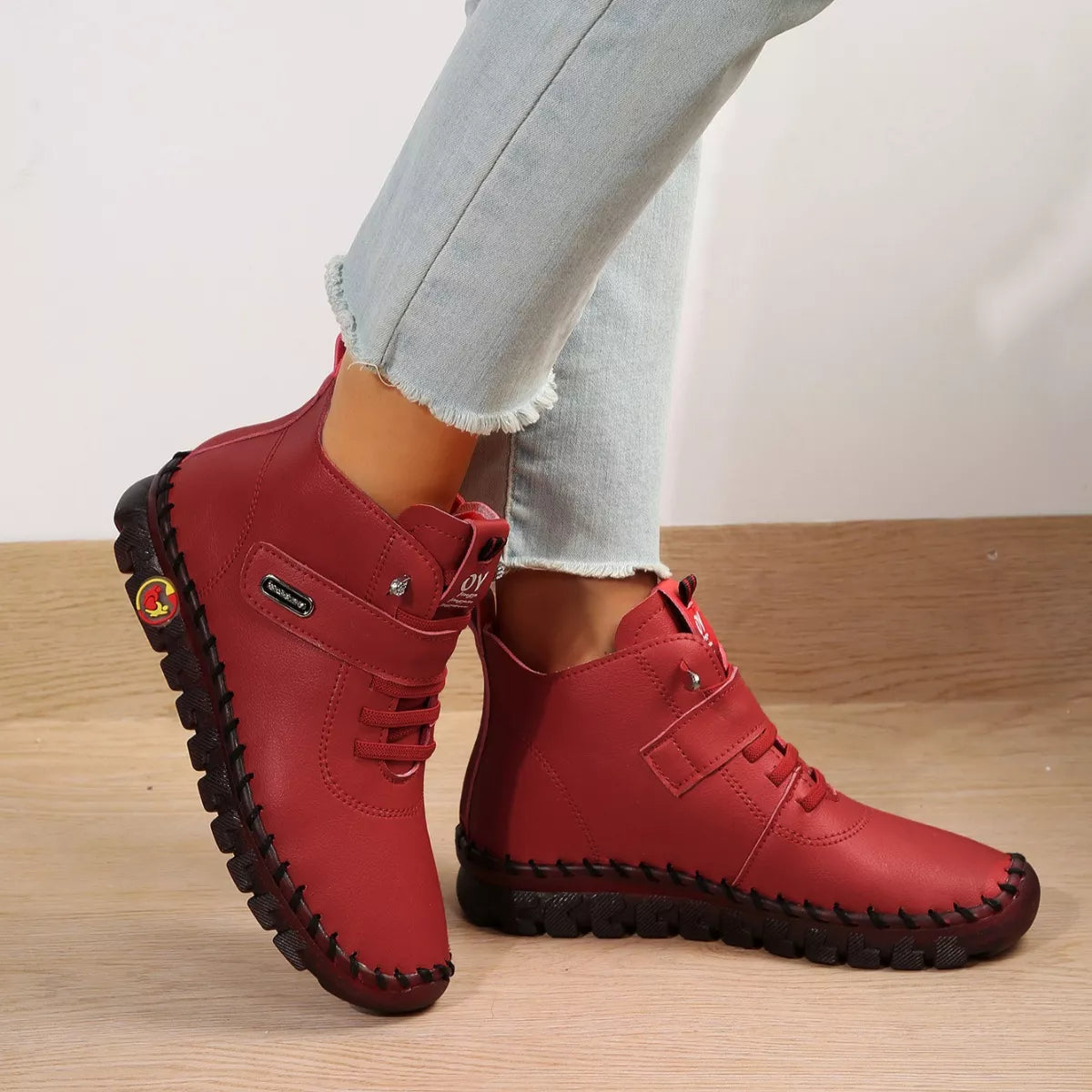 Lace Up Platform Ankle Boots in Brown for Women