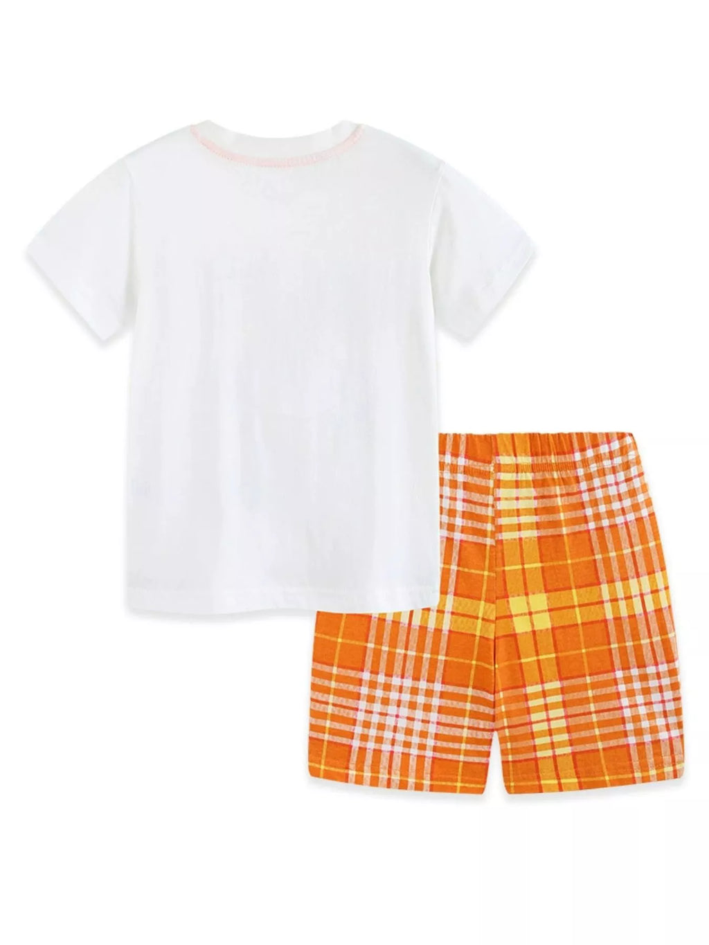 Crab Graphic Tee & Plaid Shorts Set in Tangerine for Boys