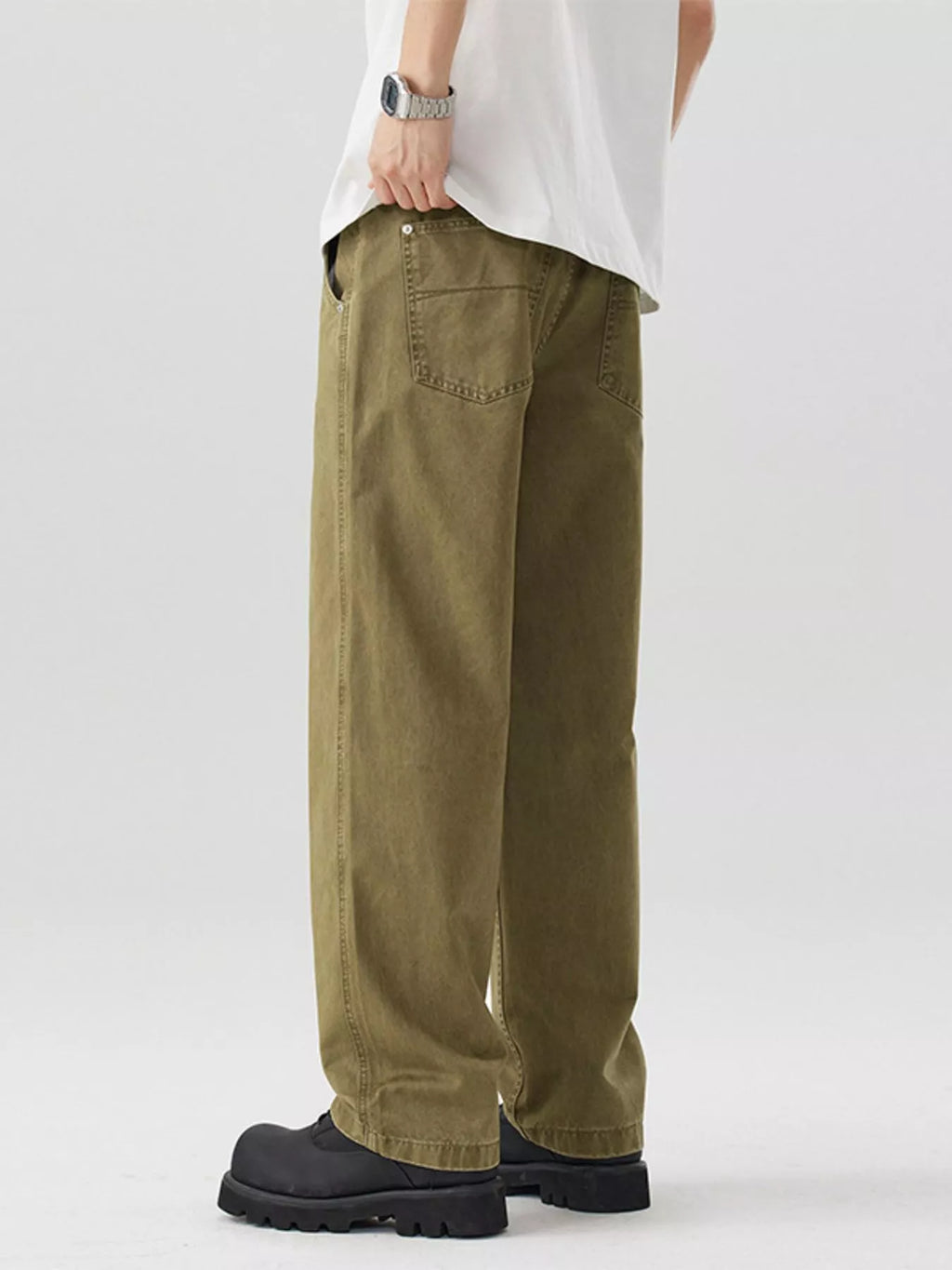 Relaxed Fit Pants in Black for Men