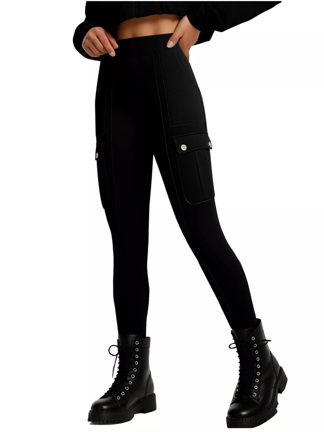 High Waist Active Pants in Black for Women