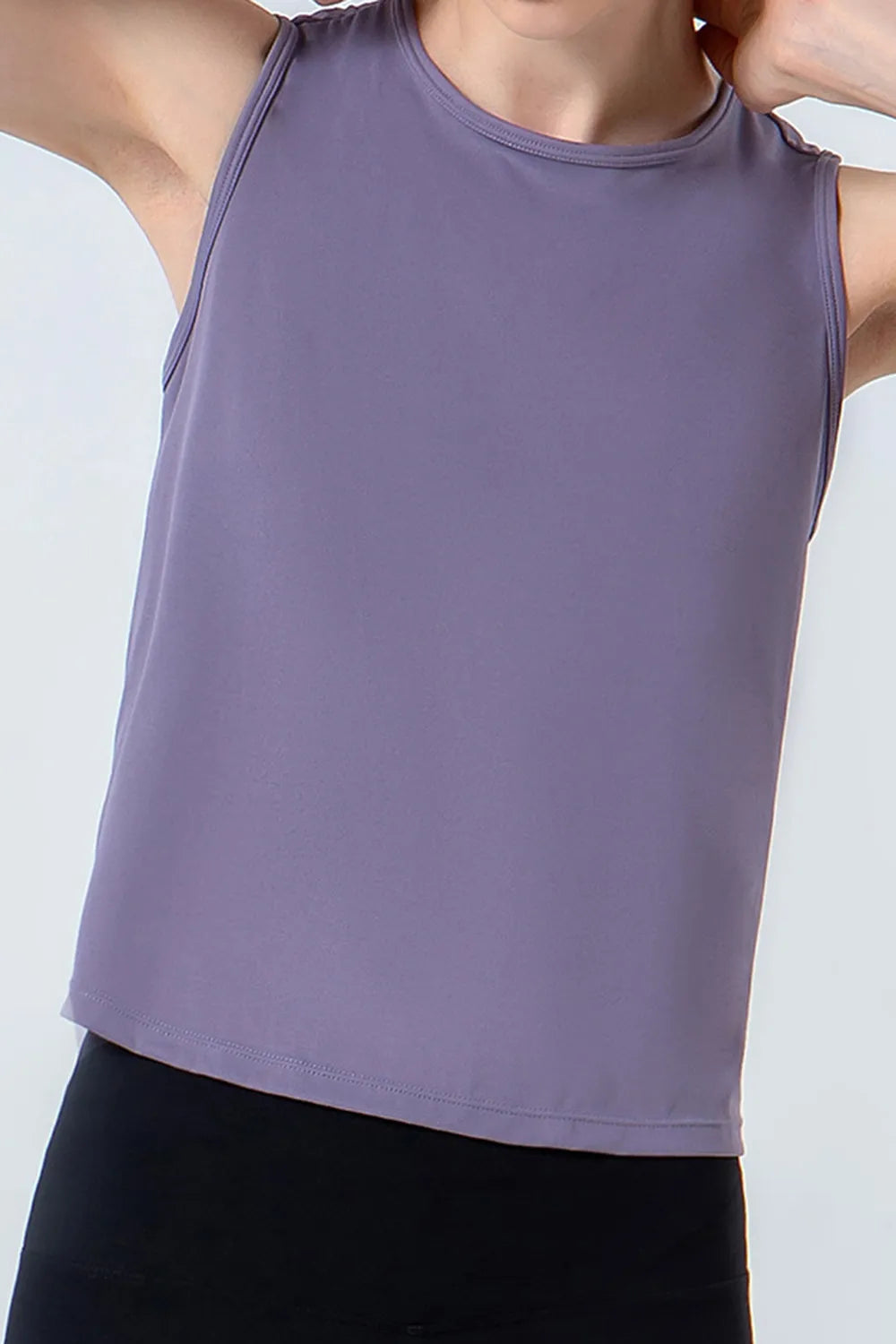 Round Neck Active Tank in Dusty Blue for Women