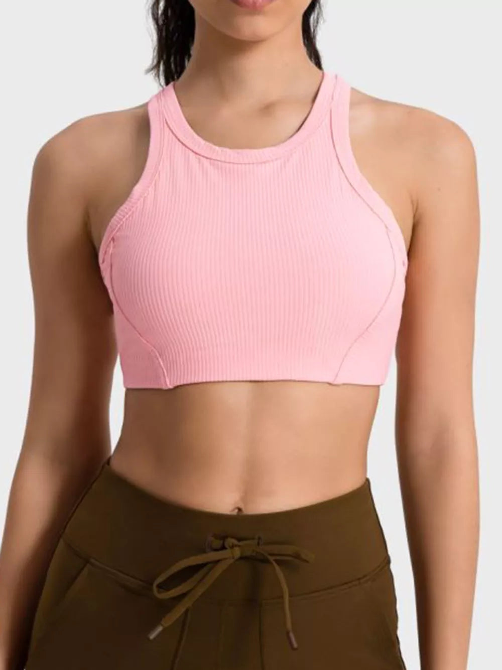Wide Strap Cropped Sport Tank in Sky Blue for Women