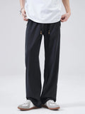Drawstring Wide Leg Pants Plus Size in Classic in Black for Men