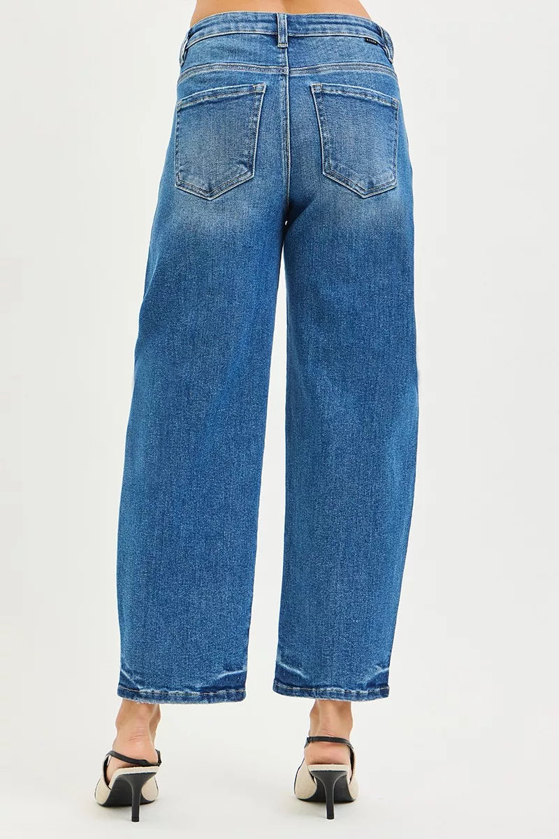 Slouchy Cropped Barrel Jeans in Medium for Women