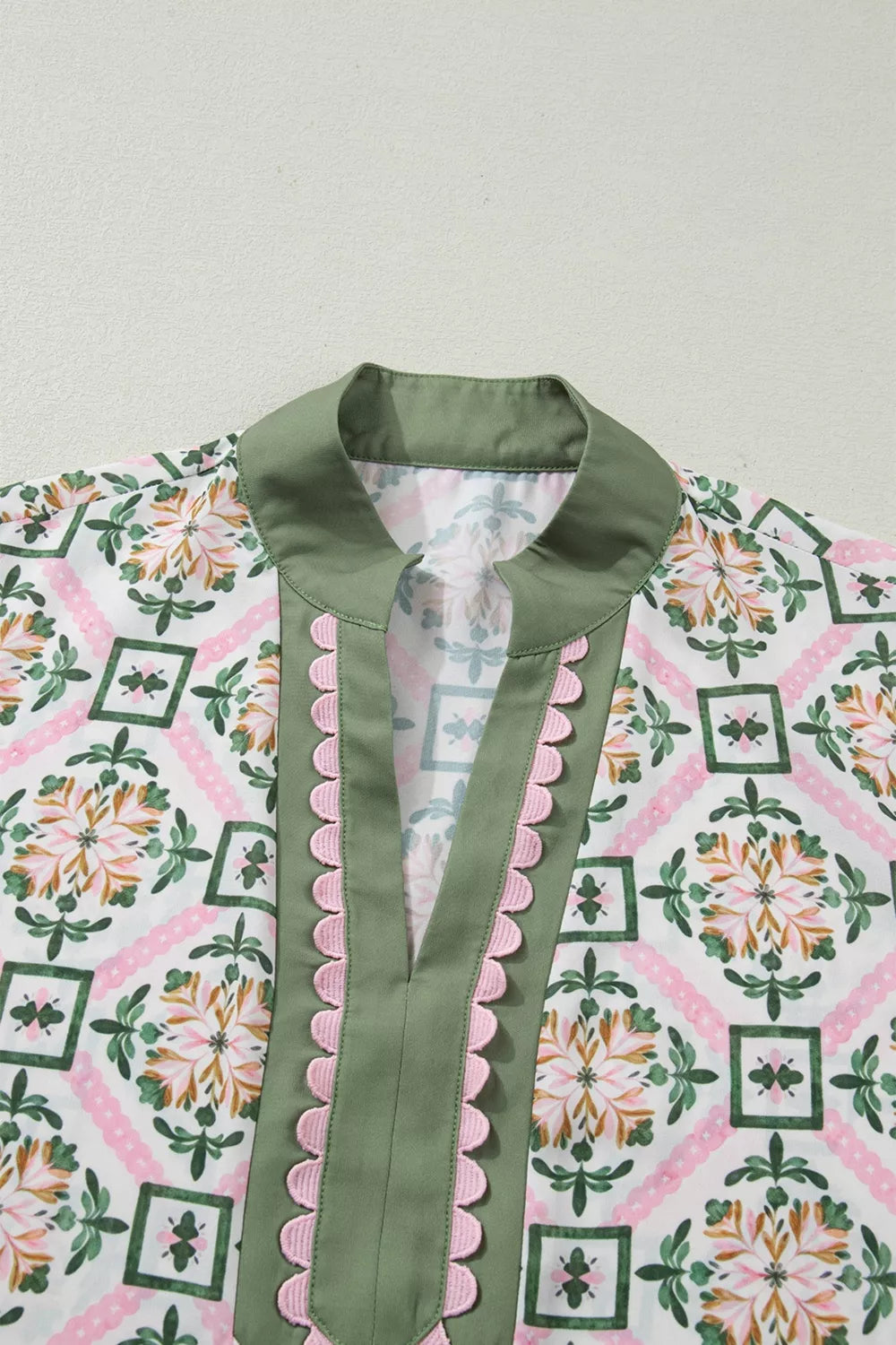 Multicolour Boho Geometric Flower Print Short Sleeve Loose Mini Dress for Women